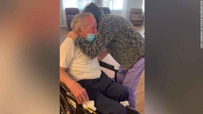 A tearful reunion caught on video as a couple reunites after being separated over 200 days due to the pandemic