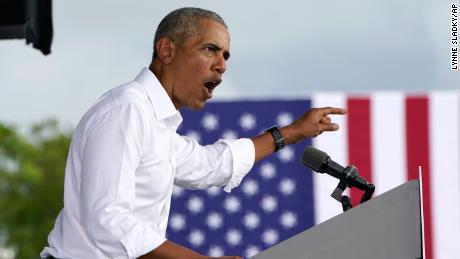 Obama in Florida: Trump&#39;s tough guy schtick is a fraud