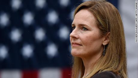 Judge Amy Coney Barrett is nominated to the US Supreme Court by President Donald Trump in the Rose Garden of the White House in Washington, DC on September 26, 2020.