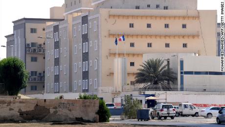 The French consulate in the Saudi Red Sea port of Jeddah, where a man was arrested after attacking a guard on Thursday.