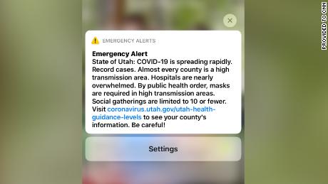 The alert, sent to everyone in Utah on Friday.