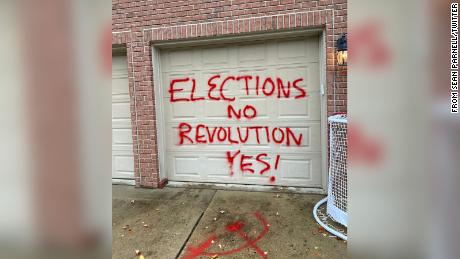 션 파넬, a Republican US House candidate, tweeted a photo showing the message painted on his home.