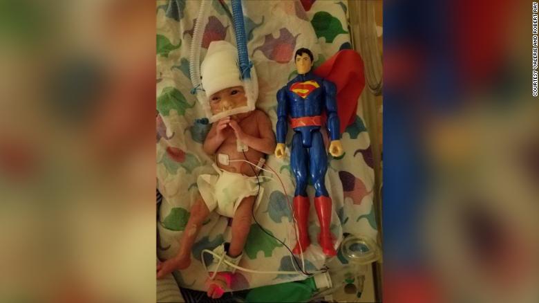 Super Baby! Parents of preemie use Superman toy to chart their son's journey