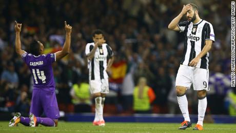 Casemiro feiert, als Real Madrid im Champions League-Finale 2017 mit 4: 1 gewinnt.  