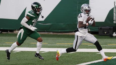A Hail Mary pass to Henry Ruggs III sealed the win against the 0-12 New York Jets for the Las Vegas Raiders.
