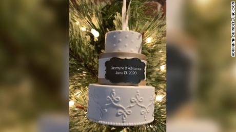 Jackson&#39;s mother gifted her a wedding cake ornament since she couldn&#39;t attend the wedding in-person or visit her for Christmas.