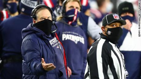 Belichick reacts toward the referee during the second half against the Buffalo Bills.