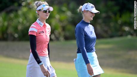 Nelly Korda, left, and Jessica Korda during the final round of the LPGA Tournament of Champions LPGA.