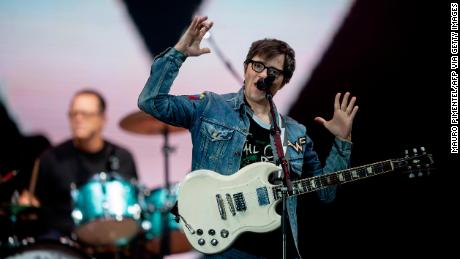 Rivers Cuomo of Weezer performs during the Rock in Rio festival at the Olympic Park in Rio de Janeiro on September 28, 2019. 