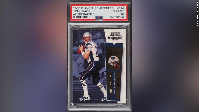 An autographed Tom Brady rookie card got auctioned for $  555,988