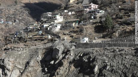 General view of Raini village in the aftermath of the avalanche and flood in Chamoli districton on February 10, 2021.