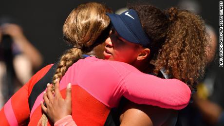 Williams (left) congratulates Osaka on her win.