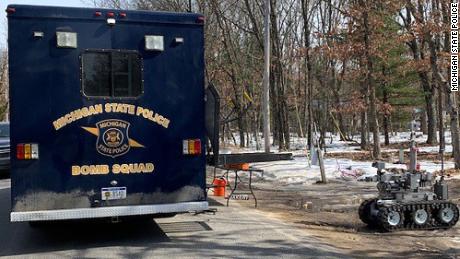 The Michigan State Police Bomb Squad detonated explosive materials at a home Tuesday as part of the investigation into the device that went off in the high school.