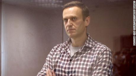 Alexei Navalny during an offsite hearing of the Moscow City Court on February 20.