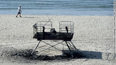 LGBTQ Pride lifeguard tower burns down in fire that officials believe was an act of hate
