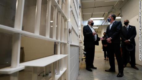Northam tours Greensville Correctional Center, home of the state&#39;s death chamber, on March 24, 2021.