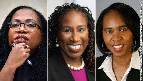 President Joe Biden&#39;s nominees to the federal bench (l to r): Ketanji Brown Jackson to the DC Circuit; Candace Jackson-Akiwumi, to the Chicago-based 7th Circuit, and Tiffany Cunningham, to the Federal Circuit.