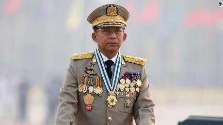 Myanmar&#39;s Commander-in-Chief Senior General Min Aung Hlaing on Armed Forces Day in Naypyitaw, Myanmar, on March 27.