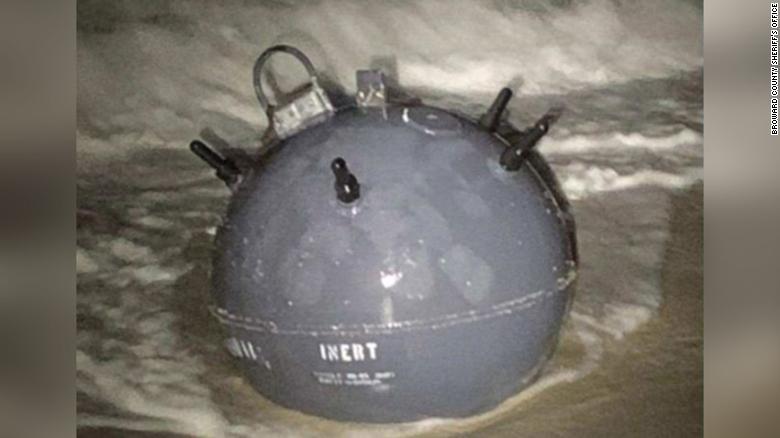 A possible military explosive device washed ashore on a Florida beach
