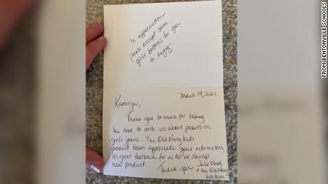 Old Navy responded to first grader&#39;s letter and sent her four pairs of bottoms with real pockets, according to Evening Star Elementary&#39;s Facebook post.