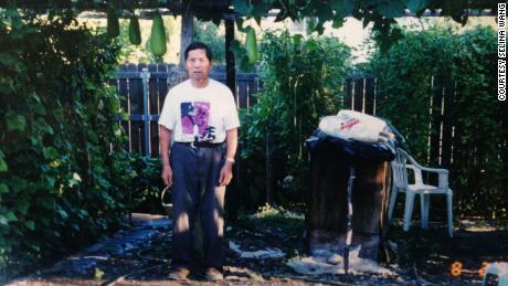 Green thumb: Selina Wang&#39;s grandfather in the family&#39;s yard, which they converted into a vegetable garden.