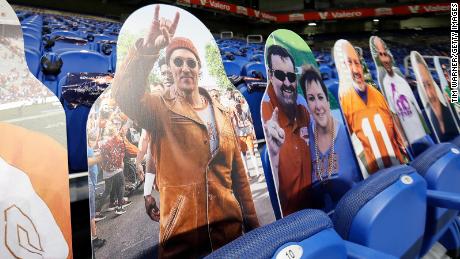 A cardboard cutout of actor Matthew McConaughey is seen in the seats during the Valero Alamo Bowl between the Colorado Buffaloes and the Texas Longhorns at the Alamodome on December 29, 2020 in San Antonio, Texas.