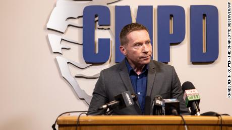 Rob Tufano, Public Safety Communications Director at the Charlotte-Mecklenburg Police Department, speaks to reporters at a news conference on Thursday about the recent killings of two transgender women in the city.