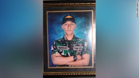 An image of submariner Gunadi Fajar Rahmanto seen at his family&#39;s home.