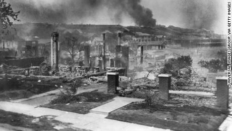 Homes and businesses were burned in the 1921 Tulsa Race Massacre.