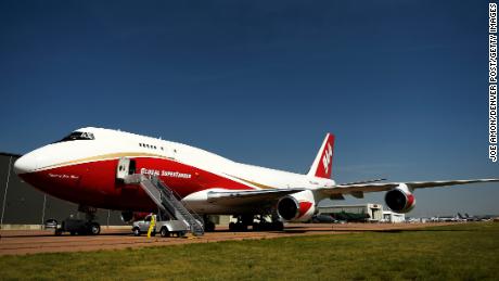 The world&#39;s largest firefighting plane sits on the tarmac.