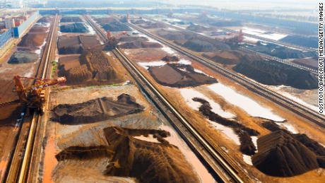Iron ore imported from Australia and Brazil at an iron ore storage yard in Taicang Port, Jiangsu Province, China on December 9, 2020.