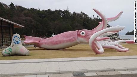 Japanese town spent Covid-19 relief funds on building a statue of a giant squid 