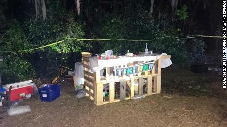 Images of the scene in North Charleston, taken by police and provided by CNN affiliate WCSC show a makeshift &quot;tiki bar,&quot; coolers and drinks scattered across the area, a stage with large speakers.