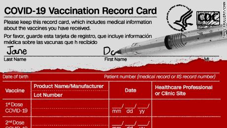 El CDC&#39;s Covid-19 vaccination card, annotated