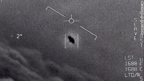 This image from 2015 video provided by the Department of Defense, labeled Gimbal, shows an unexplained object at the center.