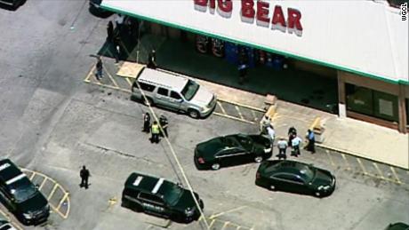 An aerial view shows the Big Bear Supermarket in Decatur, Georgia, where an employee was fatally shot on Monday.