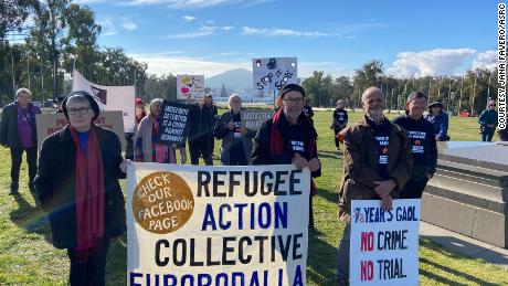 Migrant rights campaigners gathered outside Parliament House in Canberra on Tuesday to call for the family&#39;s release.