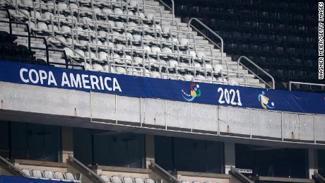 Empty stands as no spectators are allowed due to COVID-19 restrictions during a match at Copa America Brazil 2021 in Rio de Janeiro.