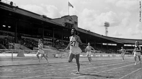 Milkha Singh wins a 400 meter race in 1960.