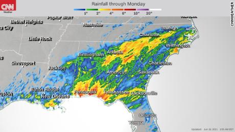 Rain is in the forecast throughout the Southeast