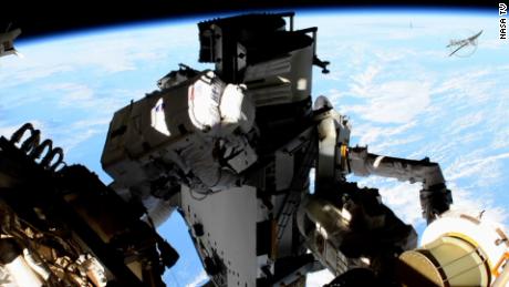 The spacewalk lasted for just under six and a half hours on Sunday.
