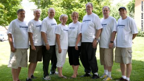 The Johnson siblings in 2009: Rob, Brad, Paul, Kathy, Janice, Rand, Todd and Scott.
