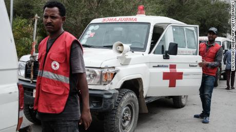 Red Cross ambulances waited on stand-by after being denied authorisation to travel to the village of Togoga.