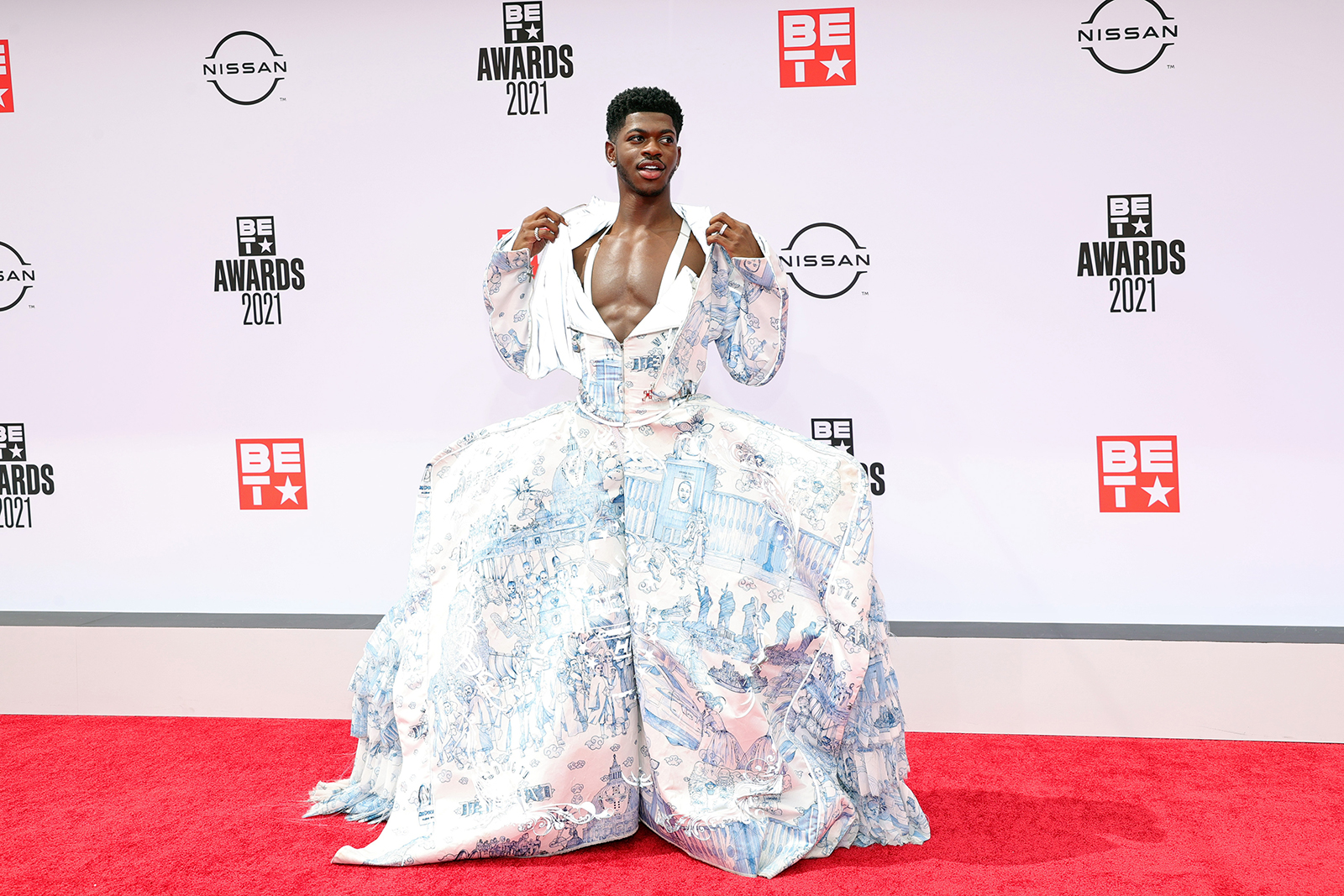 Lil Nas X wows BET Awards 2021 red carpet in elaborate gown - CNN Style