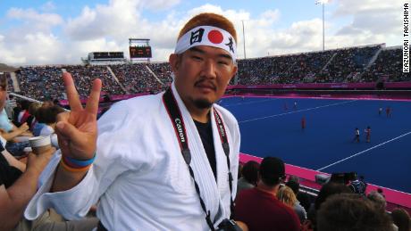 Takishima attends a hockey match at the 2012 Olympics in London. 