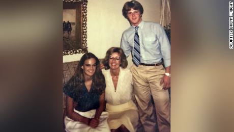 Brent Wright&#39;s sister Shelly and mother Karen pose for a photo after his high school graduation in 1981.