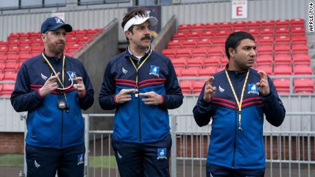 Brendan Hunt, Jason Sudeikis and Nick Mohammed in &quot;Ted Lasso.&quot; 