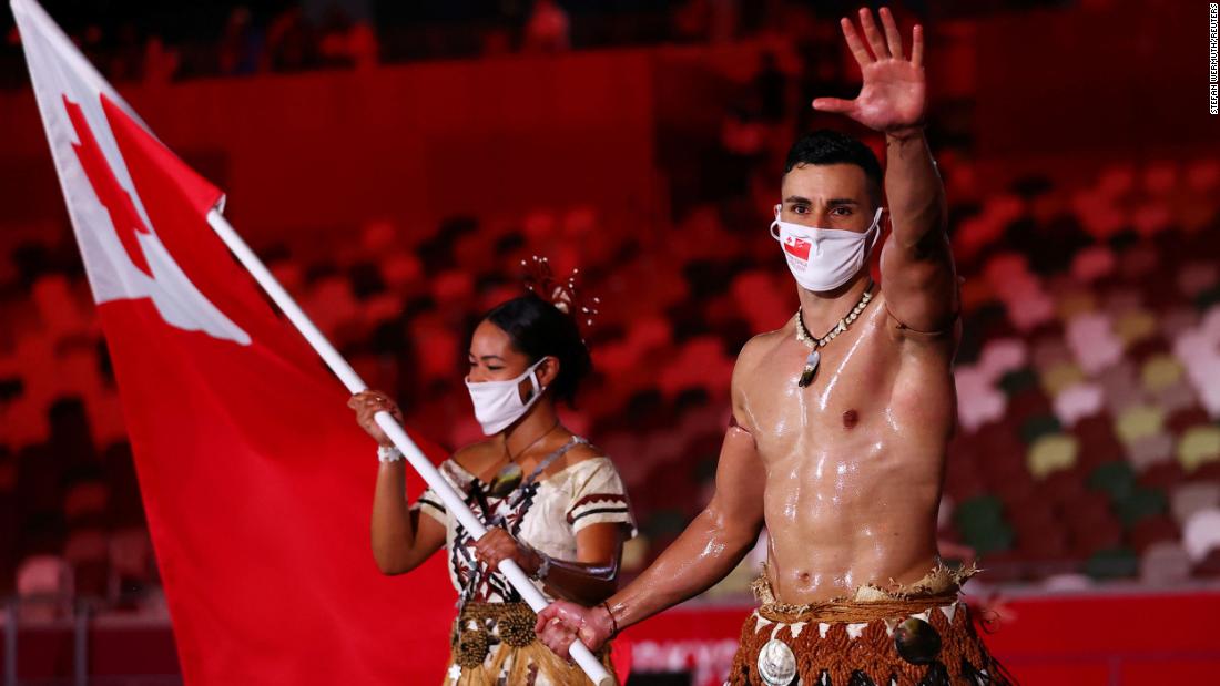 Tongan flag-bearer Pita Taufatofua made headlines for going shirtless at the 2016 and 2018 opening ceremonies, and he was at it again in Tokyo. He would be competing in taekwondo.