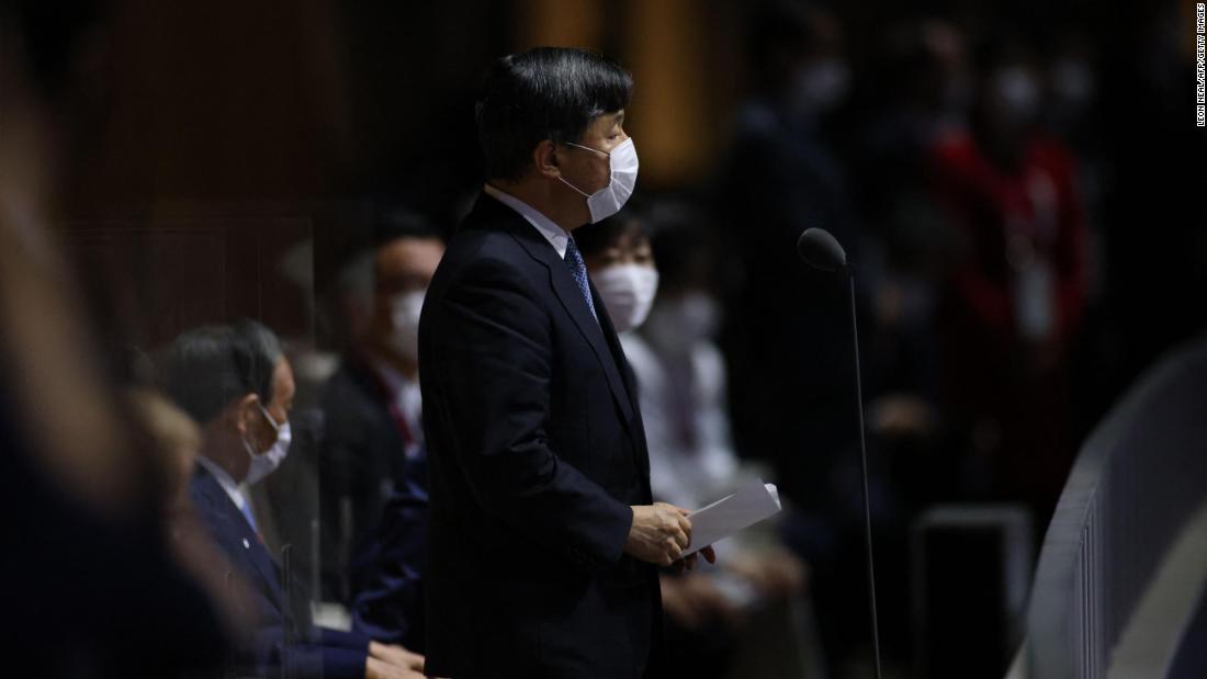 Japan&#39;s Emperor Naruhito delivers a speech and formally opens the Olympic Games.