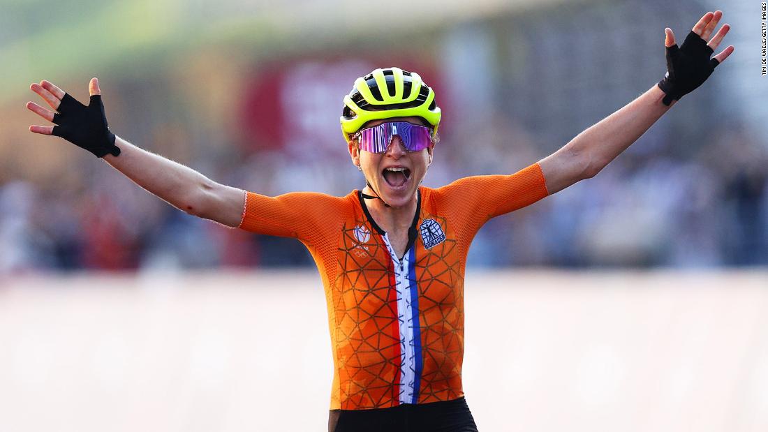 Dutch cyclist Annemiek van Vleuten celebrates after completing the road race on July 25. She &lt;a href=&quot;https://www.cnn.com/2021/07/25/sport/anna-kiesenhofer-annemiek-van-vleuten-tokyo-2020-spt-intl/index.html&quot; target=&quot;_blank&quot;&gt;thought she had won&lt;/a&gt; the gold medal, not realizing that Austria&#39;s Anna Kiesenhofer had broken away from the pack and finished first. Cyclists race without earpieces at the Olympics, and that played a part in her confusion, she said. But she was still &quot;really proud&quot; of her silver medal.